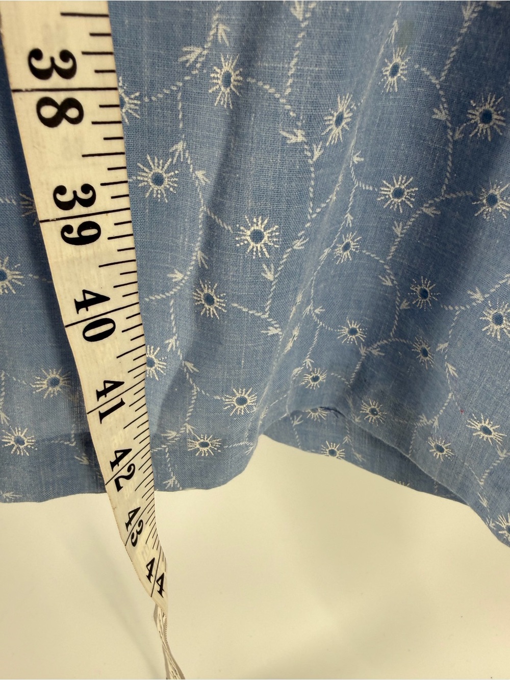Vtg 70s Improved Living House Dress Sleepwear L Blue Floral Pearl Snap Cottage - Picture 6 of 8